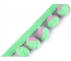 Bommelborte 25 mm  Ø13 mm hellgrün rosa