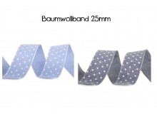 Baumwollband mit Punkten Jeans Breite 25 mm