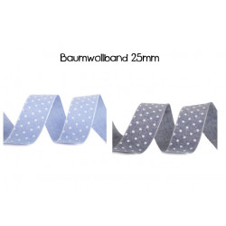 Baumwollband mit Punkten Jeans Breite 25 mm