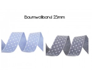Baumwollband mit Punkten Jeans Breite 25 mm