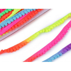 Bommelborte Farbverlauf neon bunt Breite 6 mm