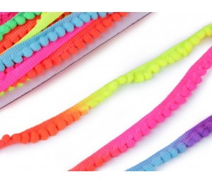 Bommelborte Farbverlauf neon bunt Breite 6 mm