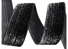 Samtband mit Lurex - schwarz 40mm