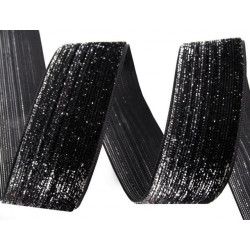 Samtband mit Lurex - schwarz 40mm