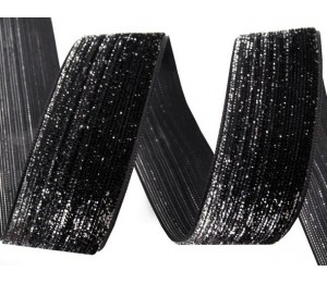 Samtband mit Lurex - schwarz 40mm