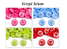 Knopf Anker - lime rosa hellblau rot