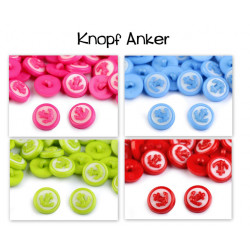 Knopf Anker - lime rosa hellblau rot