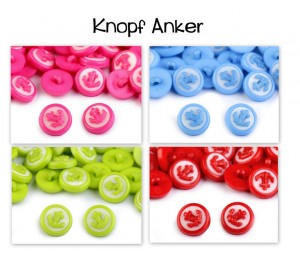 Knopf Anker - lime rosa hellblau rot
