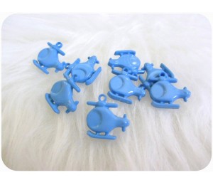 Knöpfe Hubschrauber - Helikopter hellblau