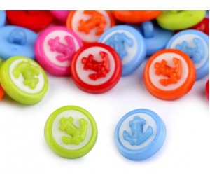 Knopf Anker - lime rosa hellblau rot