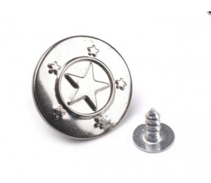 Jeansknopf Stern - silber 17mm