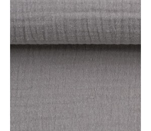 Double Gauze Musselin Jenke Uni schlamm grau