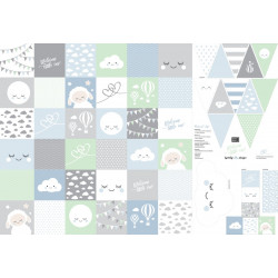 Baumwolle - Patchwork Panel Welcome Little One blau