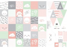 Baumwolle - Patchwork Panel Welcome Little One rosa