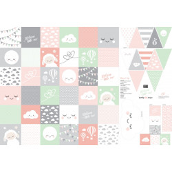 Baumwolle - Patchwork Panel Welcome Little One rosa