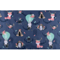 Baumwolle - Waldtiere dunkelblau