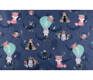 Baumwolle - Waldtiere dunkelblau
