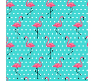 Baumwolle Flamingo Dots türkis