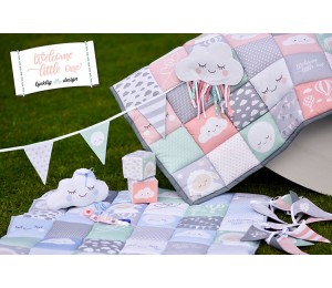 Baumwolle - Patchwork Panel Welcome Little One blau