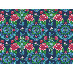 Baumwolle - Retro Garden blau