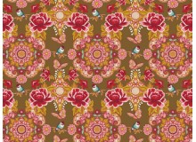 Baumwolle - Retro Garden braun