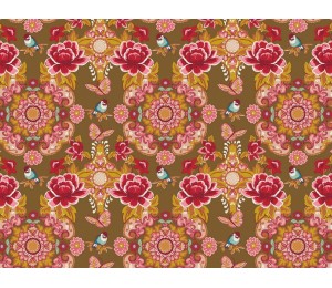 Baumwolle - Retro Garden braun