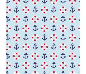 Baumwolle - Anker Rettungsringe hellblau