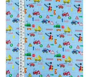 Baumwolle - Baustelle hellblau