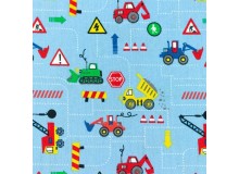 Baumwolle - Baustelle hellblau