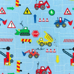 Baumwolle - Baustelle hellblau