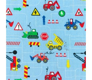 Baumwolle - Baustelle hellblau