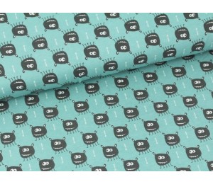 Biojersey Tiny Monsters - türkis - 170 breit