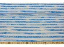 French Terry - Flocki hellblau weiß Schneeflocken gestreift