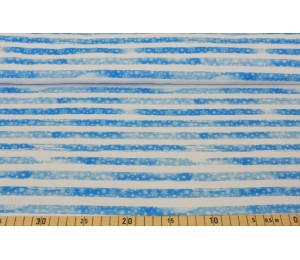 French Terry - Flocki hellblau weiß Schneeflocken gestreift