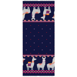 Jersey - Bordüre Lama in dunkelblau pink