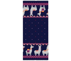 Jersey - Bordüre Lama in dunkelblau pink