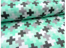 Sweat - Swafing Shapes Crosses mint türkis grau