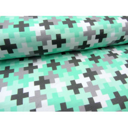 Sweat - Swafing Shapes Crosses mint türkis grau