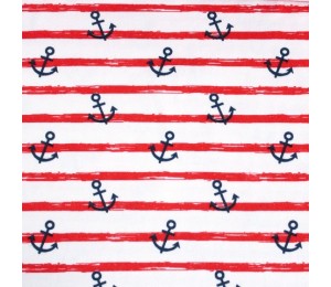 Bio Jersey Stoffonkel - Anker rot Ringel