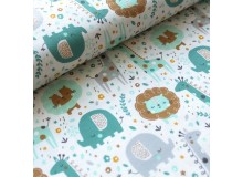 Bio Jersey Stoffonkel - Mini Jungle Dschungel Zoo petrol