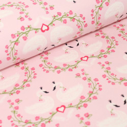 Biojersey Schwanröschen - Schwan mit Rosen rosa