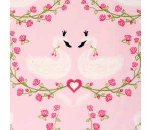 Biojersey Schwanröschen - Schwan mit Rosen rosa