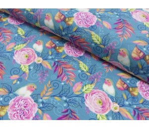 Jersey - Rotkehlchen Blüten rosa