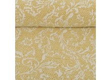 Jersey - Jaquard Viskose Majuro senf mit Spitzenbesatz