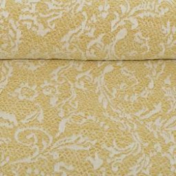 Jersey - Jaquard Viskose Majuro senf mit Spitzenbesatz