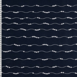 Double Gauze Musselin Wellen dunkelblau