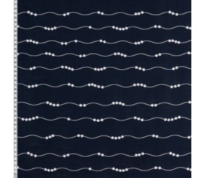 Double Gauze Musselin Wellen dunkelblau