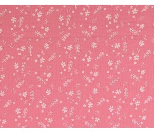 Double Gauze Musselin Blumen rosa