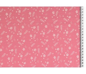 Double Gauze Musselin Blumen rosa