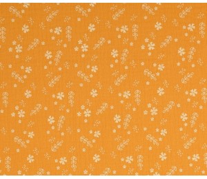 Double Gauze Musselin Blumen senf gelb